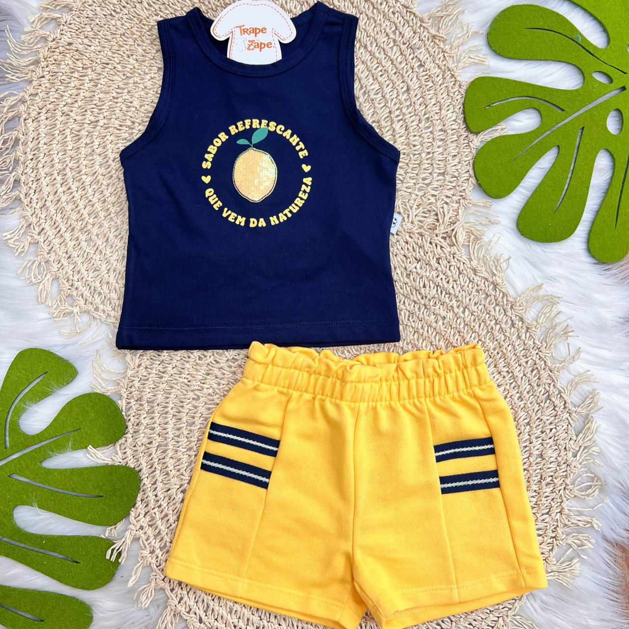 Conj. Regata Sabor Refrescante e Short - Marinho e Amarelo